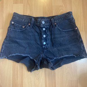 Levi 501 black denim shorts